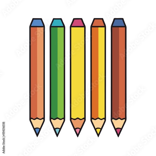 Cartoon Wooden Pencil Collection Vector Design. photo