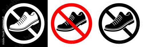 no shoes warning sign for print. vector warning sign for office, home, industry, hospital etc. 