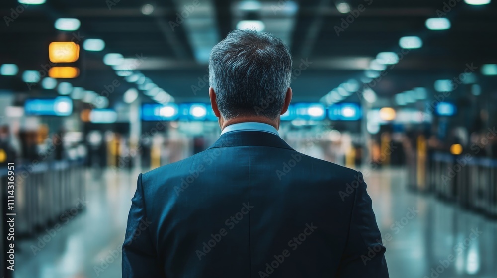 Businessman Airport Security Line Travel Corporate Journey Businessman Airport Security Line Travel Corporate Journey