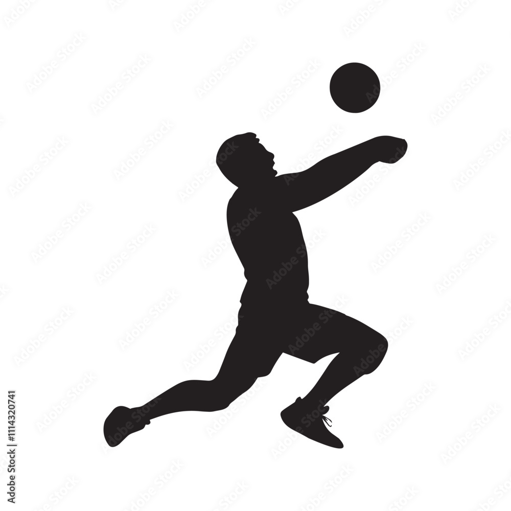 Volleyball sports player man silhouette with volleyball. Volleyball sports player man silhouette with volleyball.