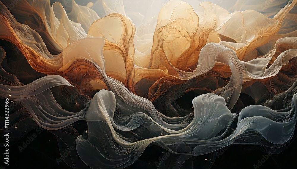 Obraz premium Abstract Background; Organic shapes, smoke, blown, gray, black colors.