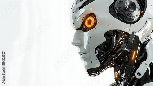 Male Robot Face with Character and Copy Space