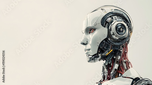 Male Robot Portrait with Clear Space for Text