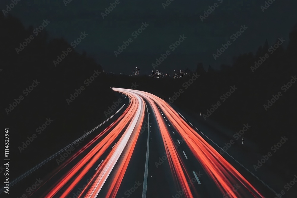 Night Highway Traffic Light Trails Abstract Night Highway Traffic Light Trails Abstract
