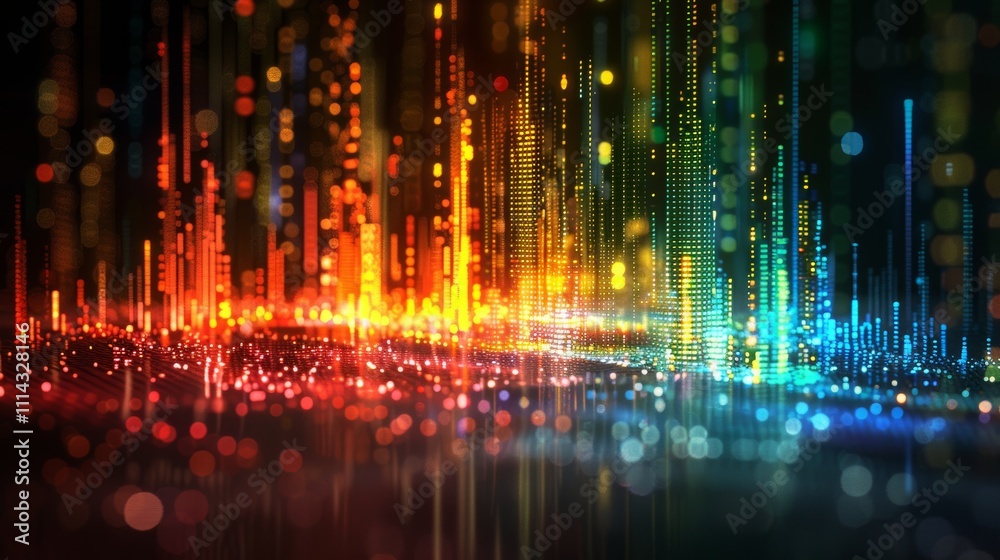Obraz premium Abstract colorful digital city lights at night.