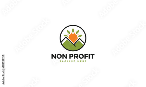 Innovative Nonprofit Logos, Community and Care Templates with Sun Leaf Mountain