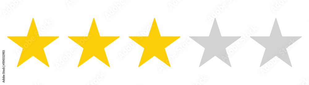 Three star rating icon isolated on transparent background. Three stars customer product rating review. vector illustration. Product rating or customer review with gold stars set collection. Graphic Three star rating icon isolated on transparent background. Three stars customer product rating review. vector illustration. Product rating or customer review with gold stars set collection. Graphic