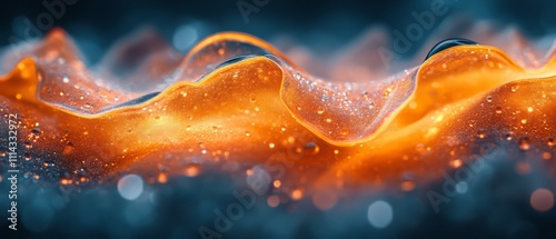 Flowing abstract macro photography of orange and teal leaf patterns photo