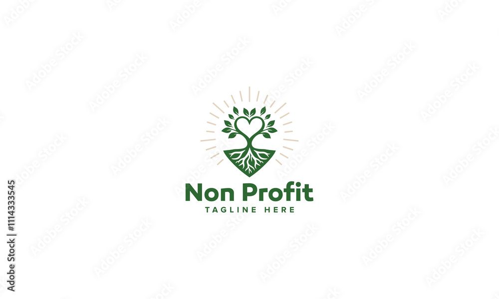 Inspirational Nonprofit Logo Vector Design, Crafting Unity and Hope with Heart Tree Root Inspirational Nonprofit Logo Vector Design, Crafting Unity and Hope with Heart Tree Root