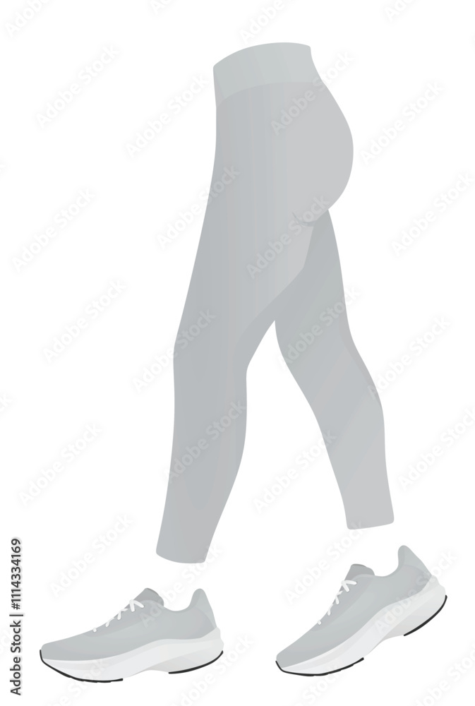 Grey tight pants leggings and canvas shoes. vector illustration Grey tight pants leggings and canvas shoes. vector illustration