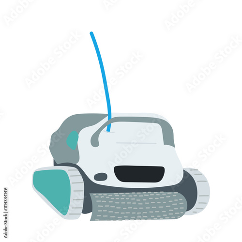 Pool cleaning robot. Vector simple color flat illustration.