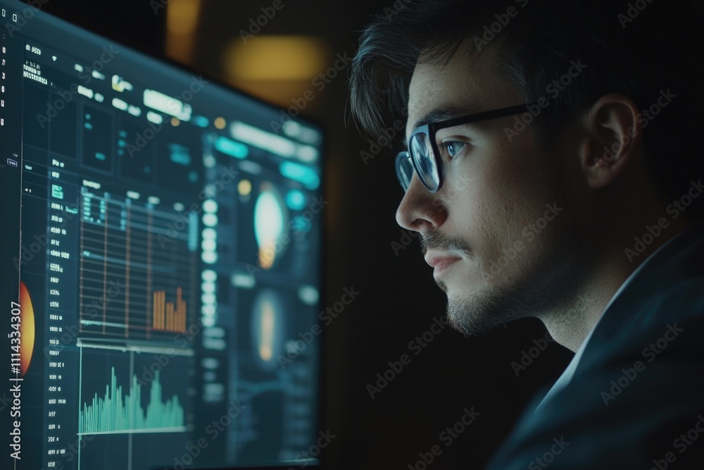 Man studying on computer Man studying on computer