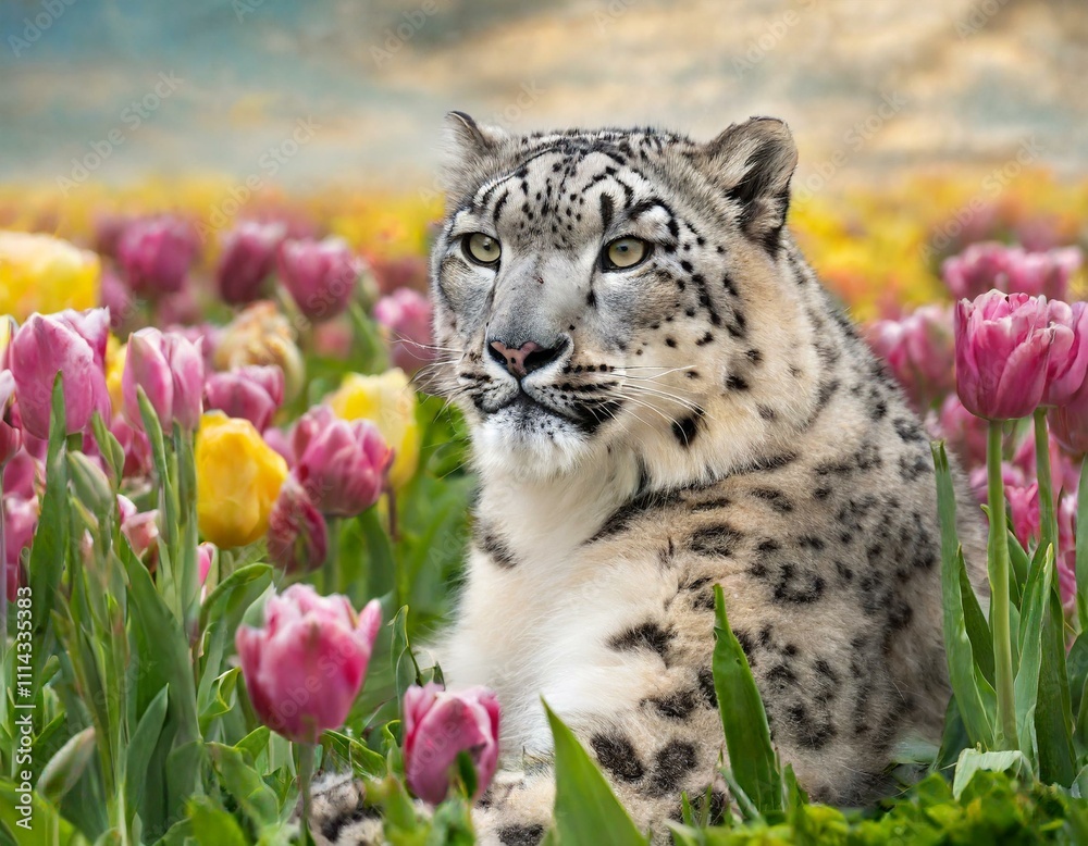 Obraz premium Auf einer Tulpenwiese