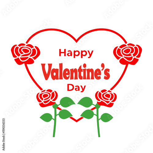 vector silhouette of a Valentine's Day typography Design in a heart shape with rose flowers isolated on a transparent background