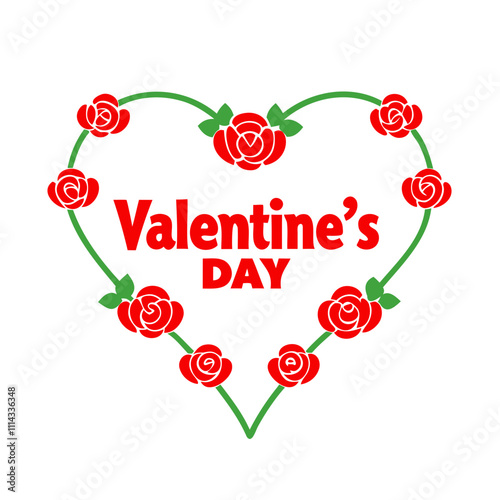 vector silhouette of a Valentine's Day typography Design in a heart shape with rose flowers isolated on a transparent background