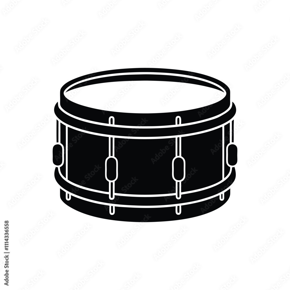Simple Drum Icon in Black - Professional Vector Illustration on White Background