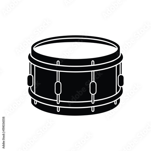 Simple Drum Icon in Black - Professional Vector Illustration on White Background