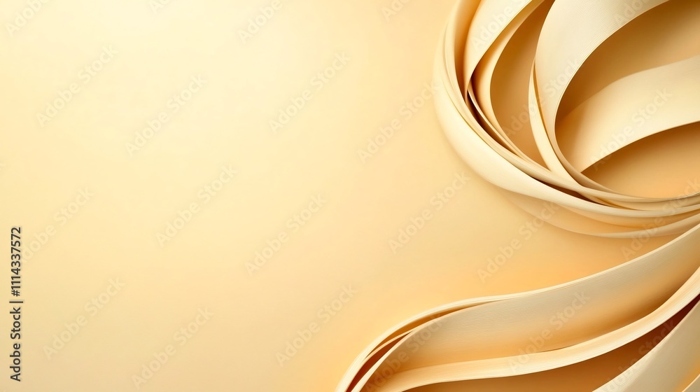 Fototapeta premium Mesmerizing light abstract curves on a pale yellow background,smooth and inviting