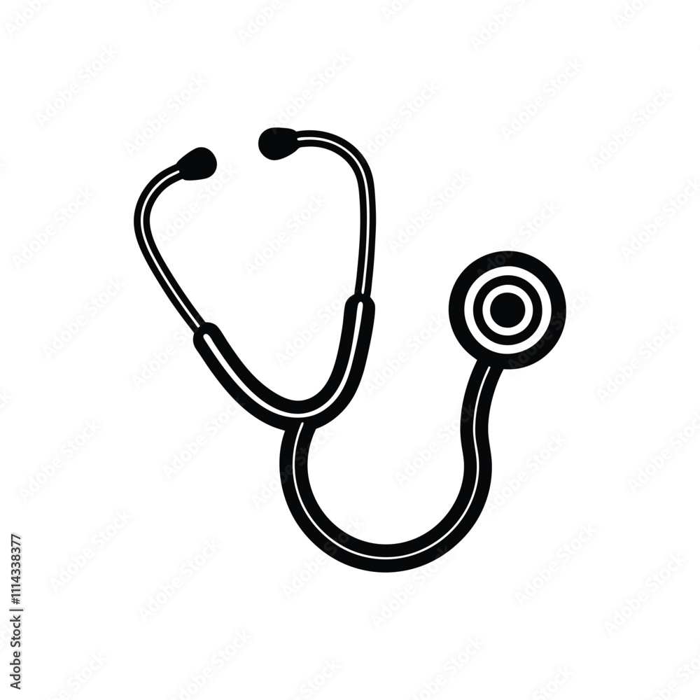 Stethoscope Icon Vector - Clean Medical Illustration on White Background Stethoscope Icon Vector - Clean Medical Illustration on White Background