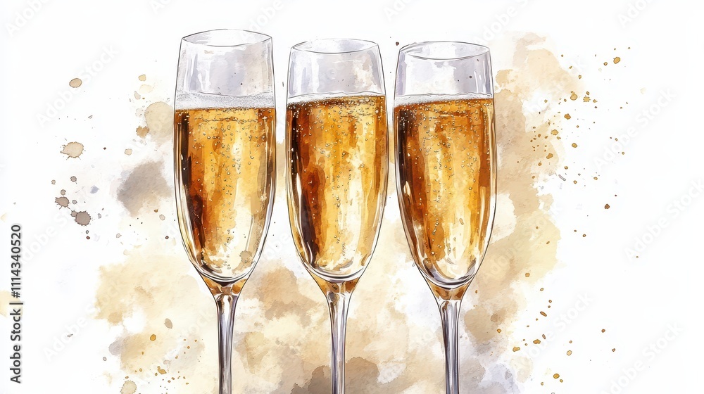 Toasting champagne glasses drawing drink wine. Toasting champagne glasses drawing drink wine.