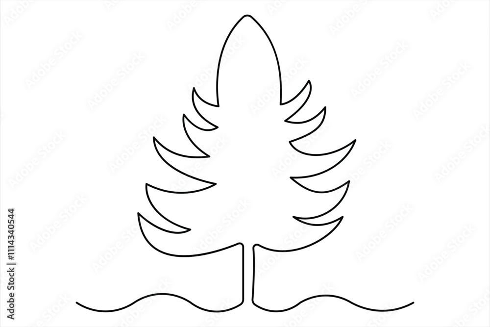 Continuous single line art drawing of winter tree isolated concept Doodle vector illustration Continuous single line art drawing of winter tree isolated concept Doodle vector illustration