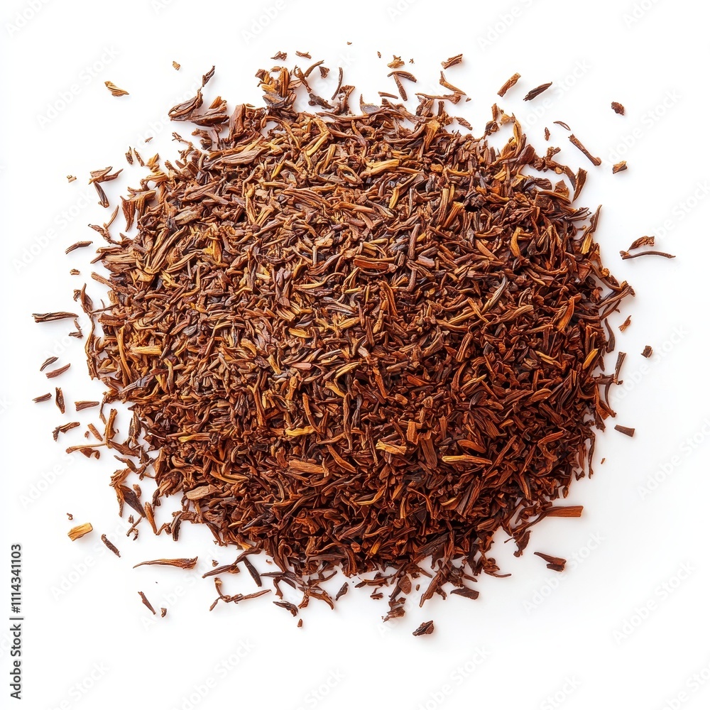 Fototapeta premium An isolated shot of Rooibos tea on white from above, ideal for a tea catalogue.