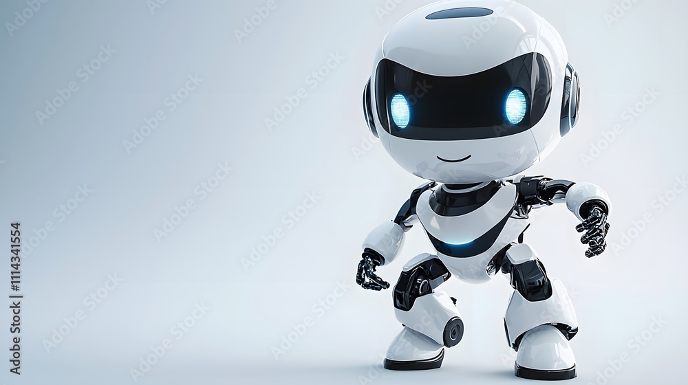 Pearl White Robot Dashing on a Light Grey Surface, Sleek and Stylish in AI Pearl White Robot Dashing on a Light Grey Surface, Sleek and Stylish in AI