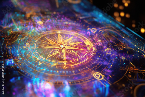 Wallpaper Mural Illuminated Compass in Digital Sci-Fi Design Torontodigital.ca