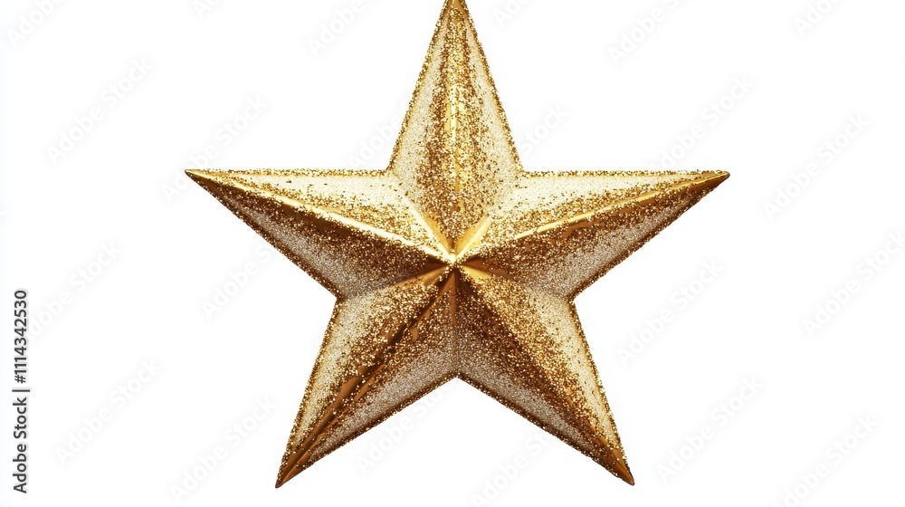 Obraz premium Christmas decolation gold star white background.