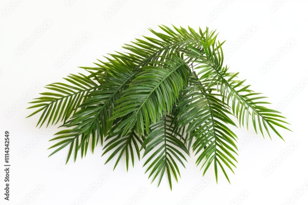 A detailed view of a green plant on a clean white surface, ideal for product or packaging design A detailed view of a green plant on a clean white surface, ideal for product or packaging design