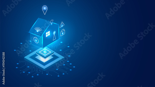 Smart home technology icon house automation system. Vector editable