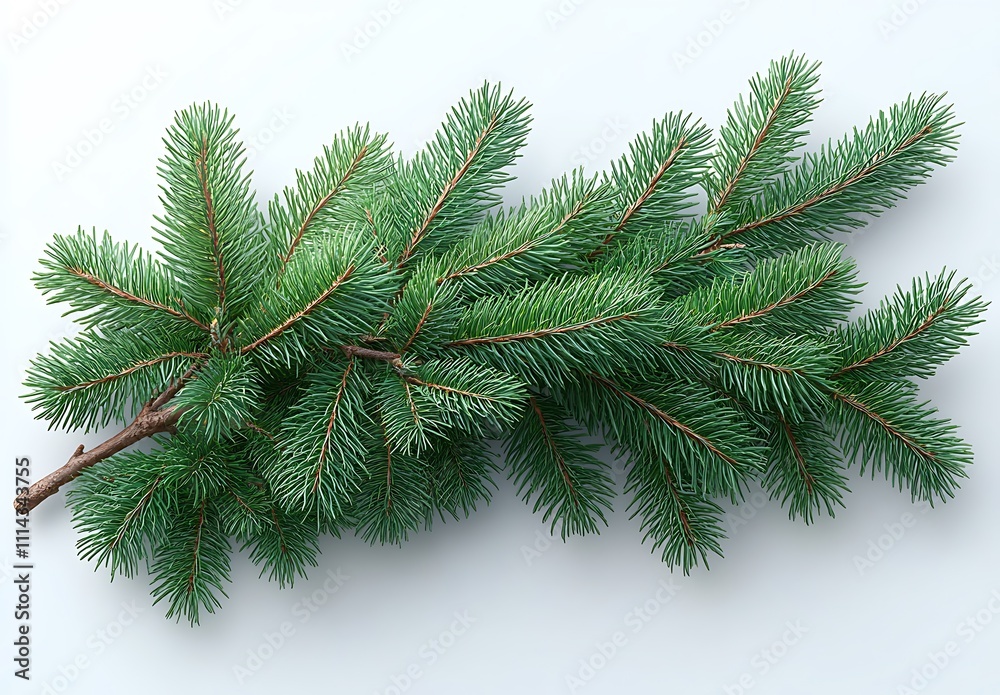 A Green Branch with Lush, Needle-Like Foliage. A Green Branch with Lush, Needle-Like Foliage.