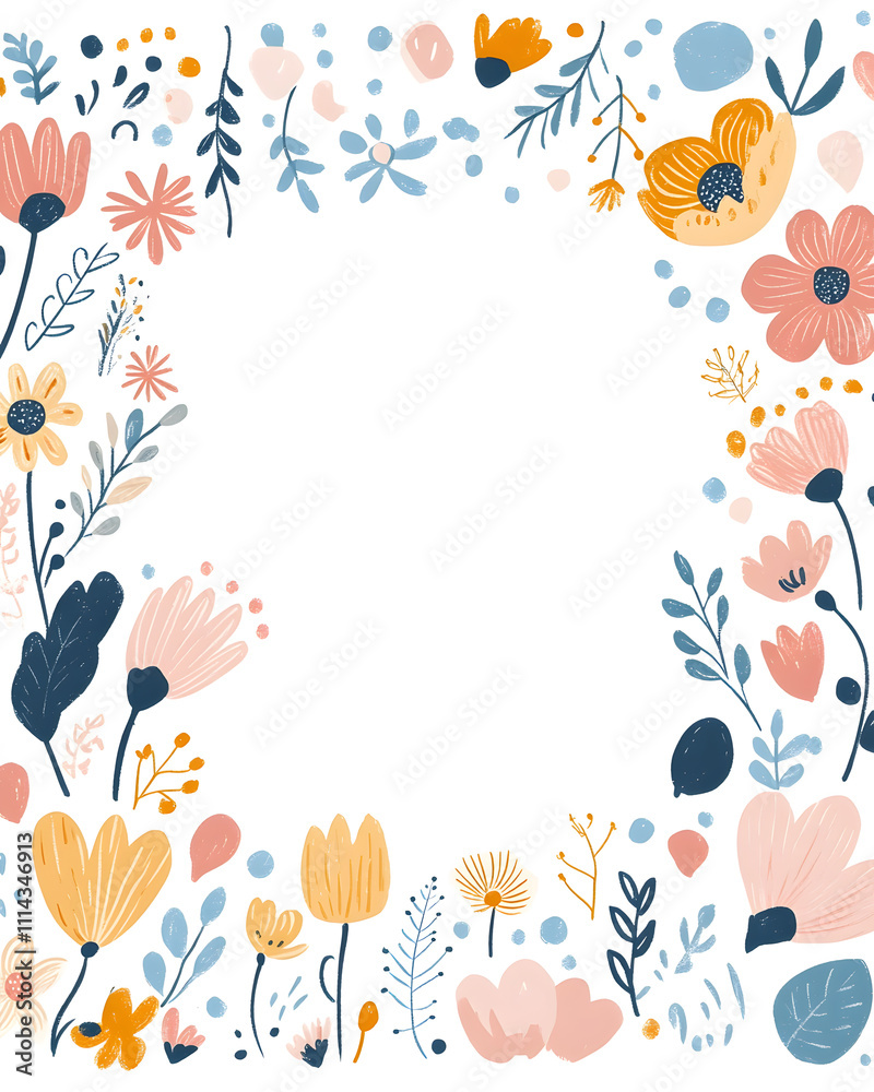 Creative 2D Doodle Floral Illustrations Text Space for Versatile Designs, Greeting Cards, Invitations Creative 2D Doodle Floral Illustrations Text Space for Versatile Designs, Greeting Cards, Invitations