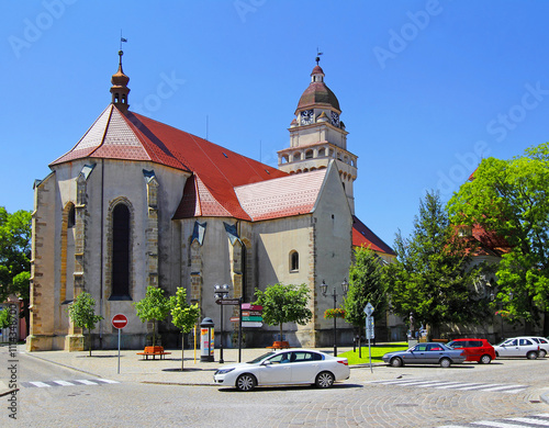 Obraz na płótnie Square with the Parish Church St. Michael and Chapel of St Ann, in the heart of Town Skalica, Slovakia w salonie