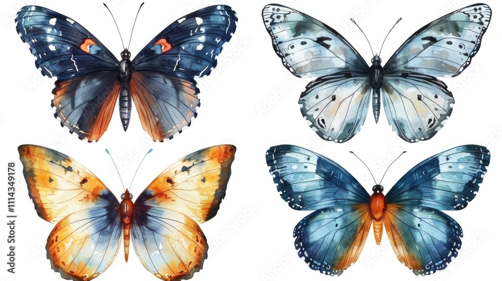 Colorful butterflies on a white background Colorful butterflies on a white background