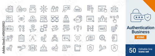 Authentification icons Pixel perfect. security, key, man,...	
