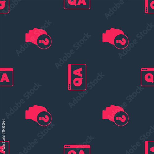 Set Head with question mark and Question and Answer on seamless pattern. Vector