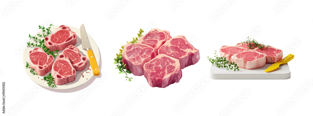 Fresh Meat Cuts on Transparent Background Fresh Meat Cuts on Transparent Background