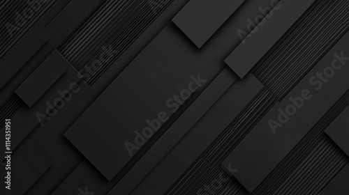 Abstract dark grey geometric background with layered rectangles and lines.