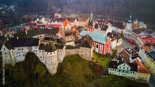 Burg Hrad Loket Tschechien Luftaufnahme  photo