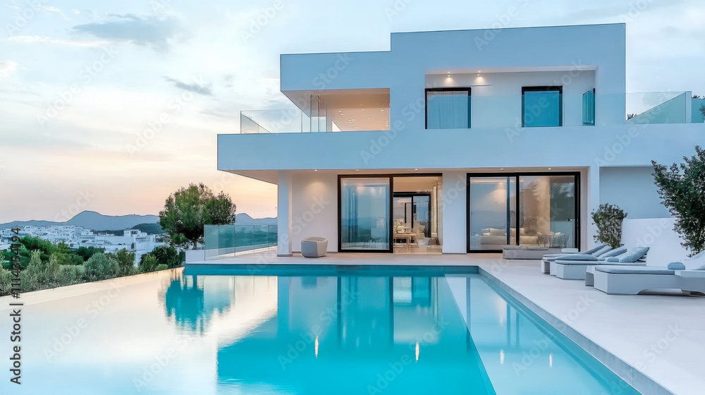 Modern and minimalist house with garden swimming pool Modern and minimalist house with garden swimming pool