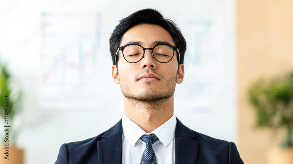 A man in a suit is sitting at a desk with a white background A man in a suit is sitting at a desk with a white background