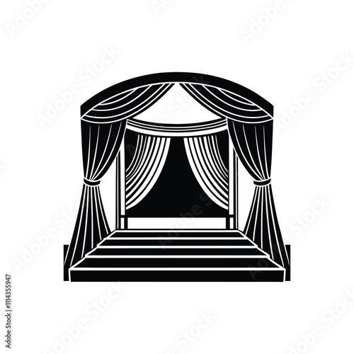 Curtain Silhouette Vector Illustration on White Background