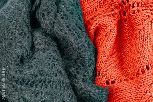 Black and red knitted product