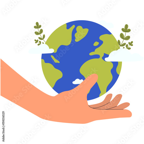 Happy earth day.International hands holding globe.Earth day concept.