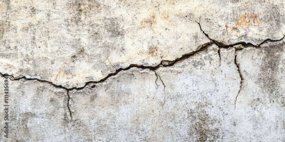Fototapeta premium Background featuring a weathered concrete wall that displays visible cracks, highlighting its aged character and texture.