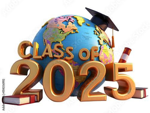 Class of 2025, Graduation Celebration with Cap and Sparkles.