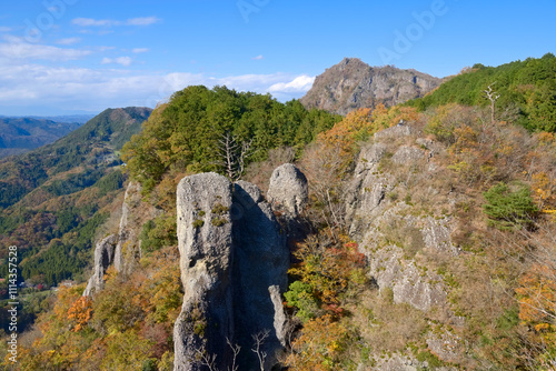 鷹取岩から望む入道岩と奥久慈男体山 photo