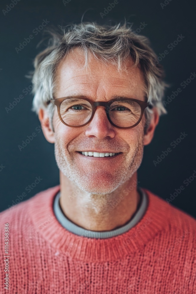 Obraz premium Man in red sweater with glasses