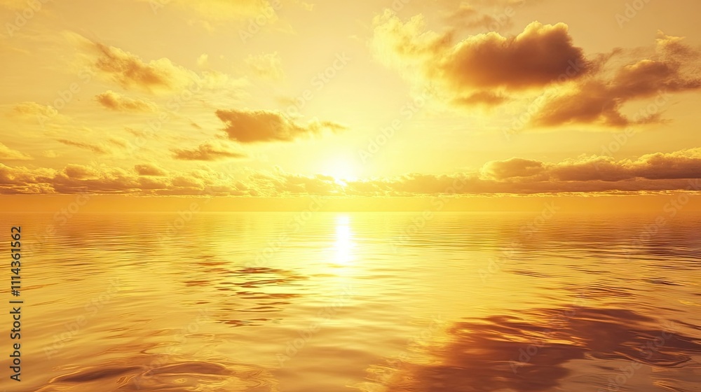 Evening shadow casts across the horizon, while a yellow sky complements the cloud reflection on the waters surface, capturing the essence of a serene summer evening with ample photo space. Evening shadow casts across the horizon, while a yellow sky complements the cloud reflection on the waters surface, capturing the essence of a serene summer evening with ample photo space.